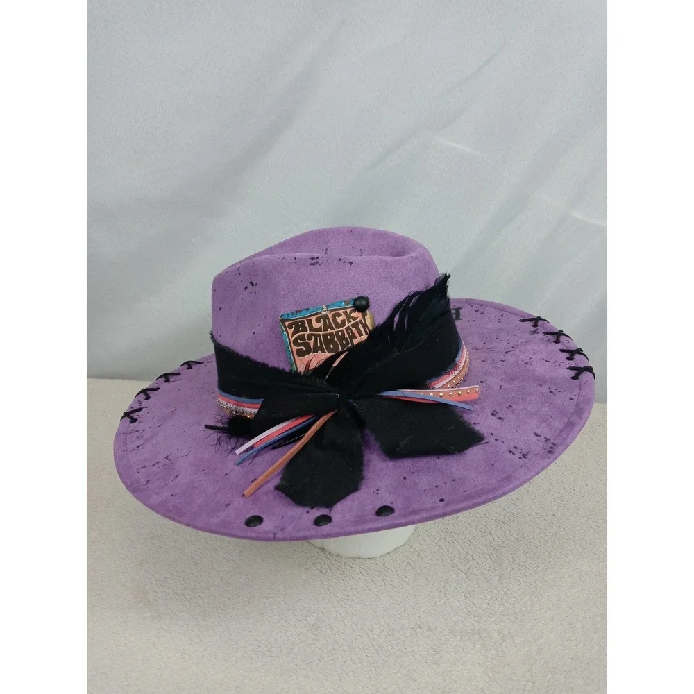 Custom Black Sabbath Hat Paranoid Wide Brim Fedora Festival Rock Heavy Metal